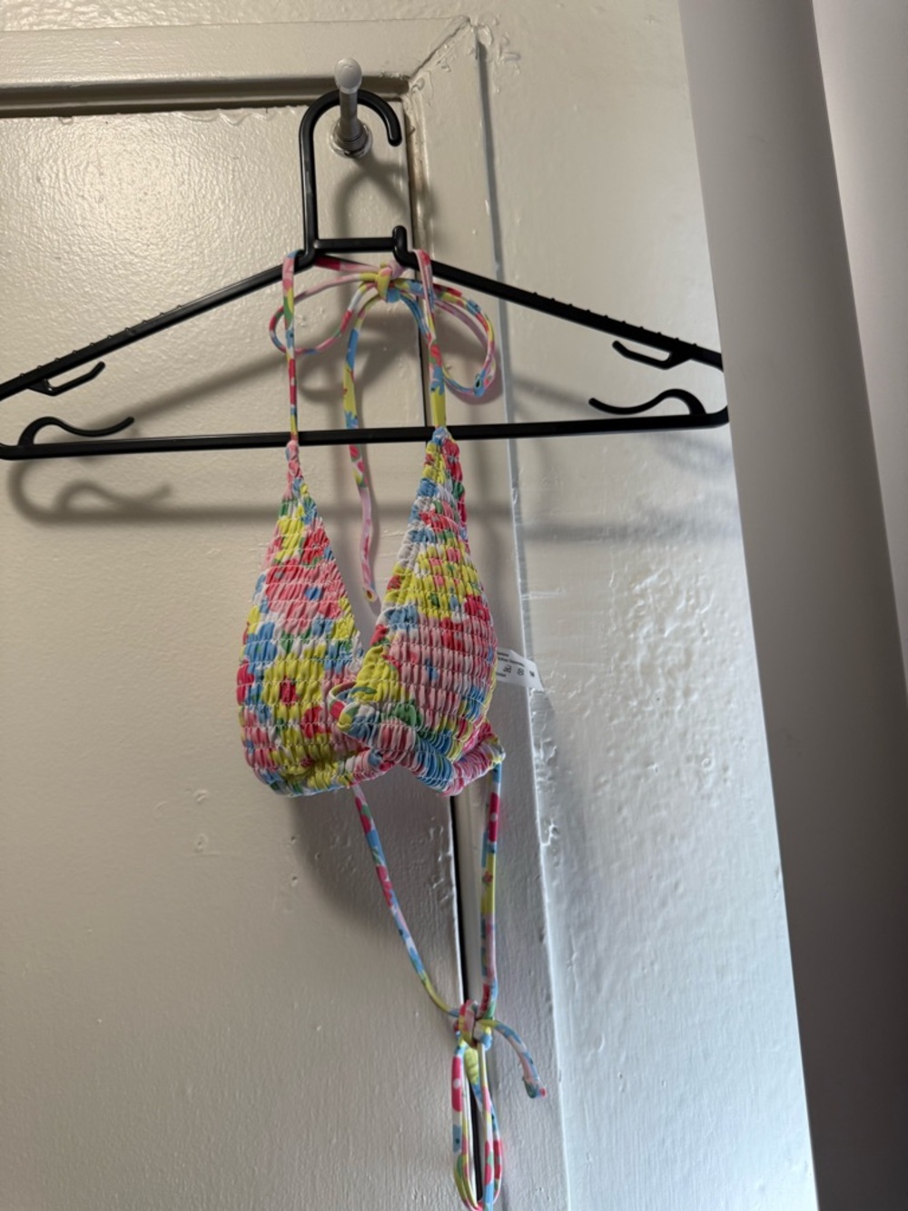 Colorful Smocked Triangle Bikini Top - Multicolor - Picture 8 of 10